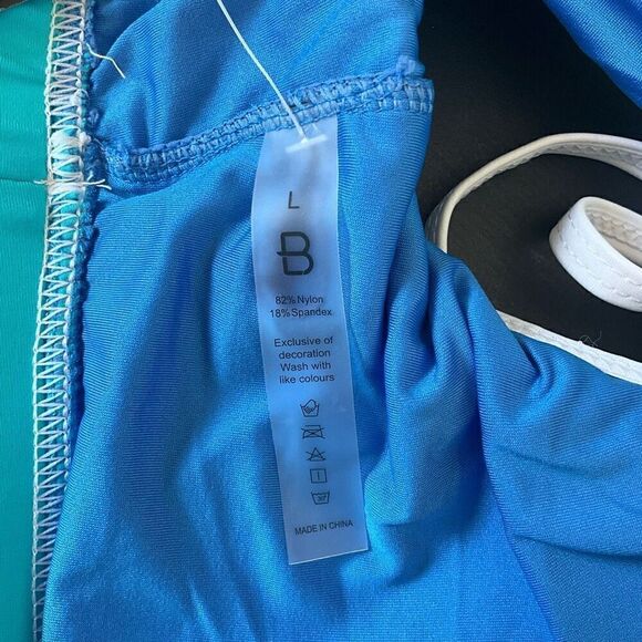 BMJL Womens Size Large Swimwear Bikini Top Blue Turquoise Adjustable Straps NWT - Picture 7 of 9